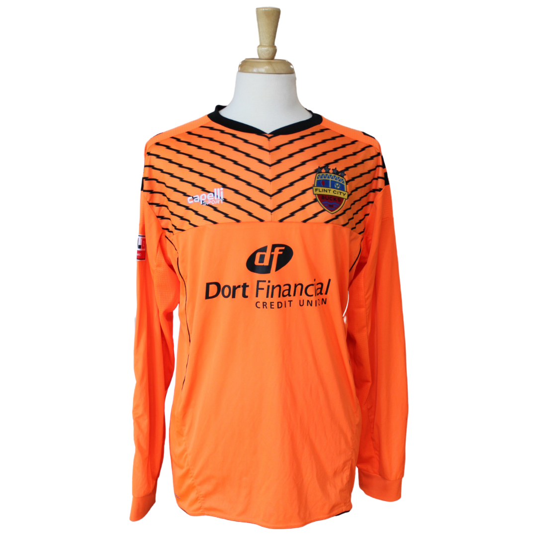 Flint City Bucks Neon Orange Long Sleeve 2022 Four Star Match Worn Keeper Jersey