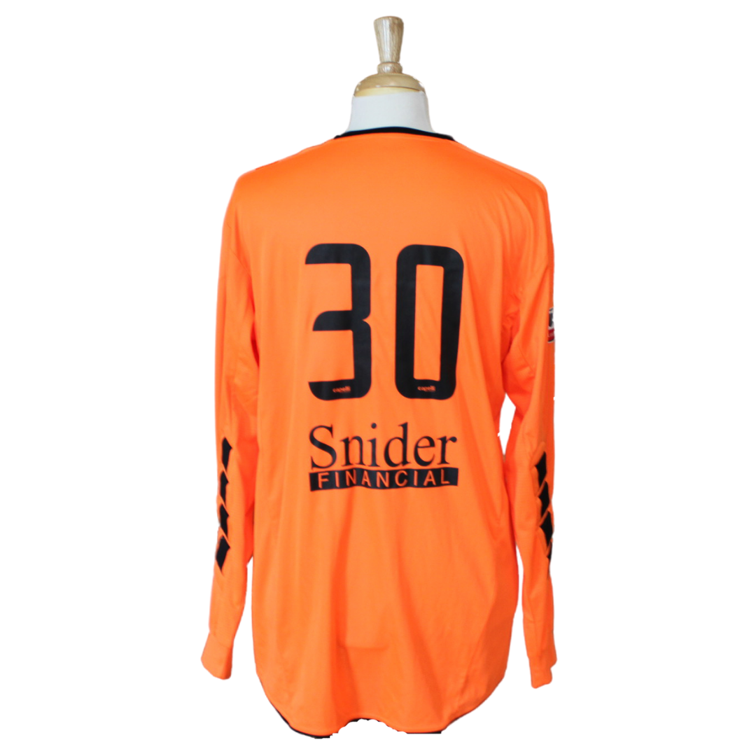 Flint City Bucks Neon Orange Long Sleeve 2022 Four Star Match Worn Keeper Jersey