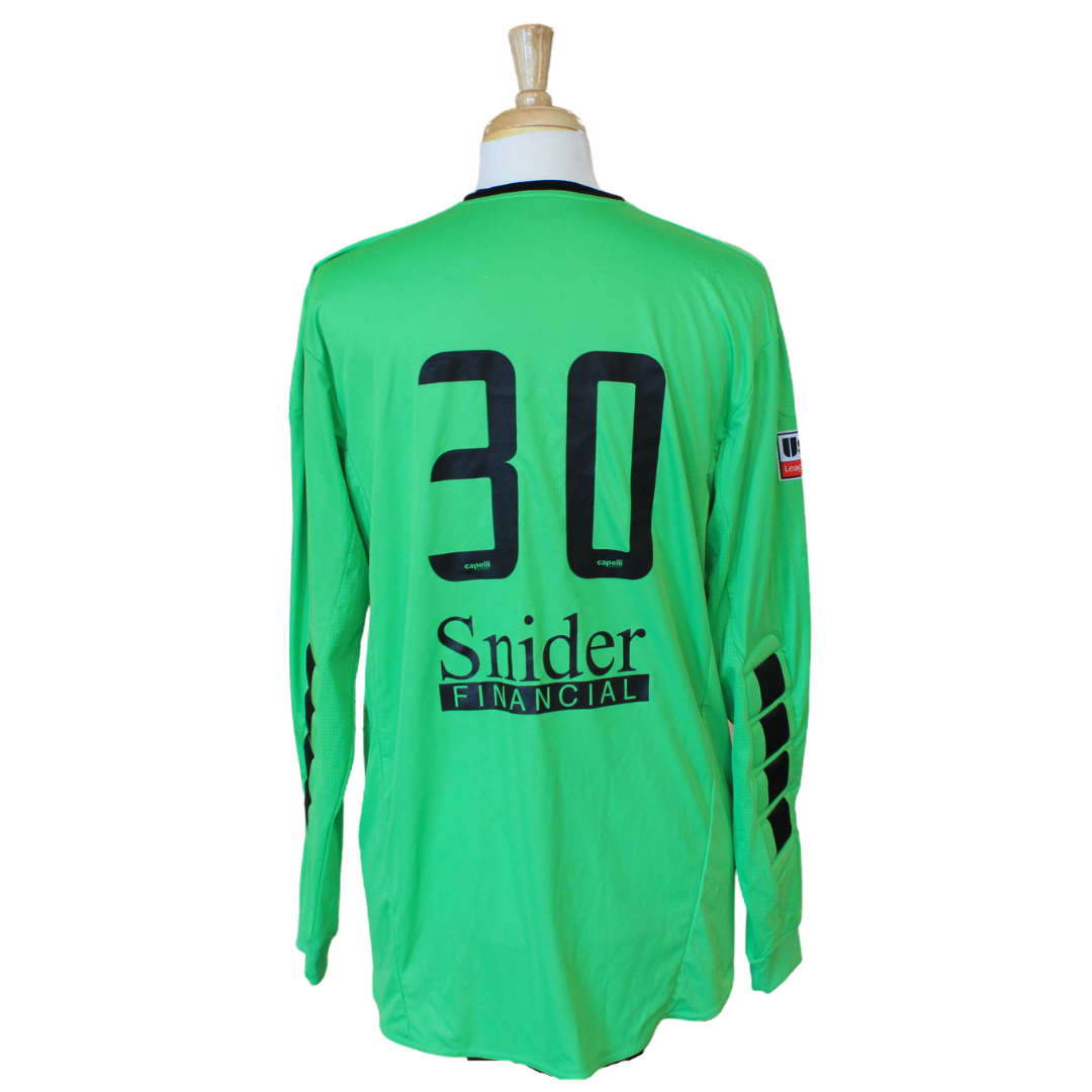 Flint City Bucks Neon Green Long Sleeve 2022 Four Star Match Worn Keeper Jersey